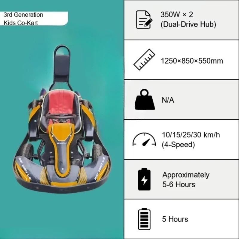 3rd Generation Kids Electric Go Kart 4WD Off-Road Racing Kart Lithium Battery Brushless Motor High Speed