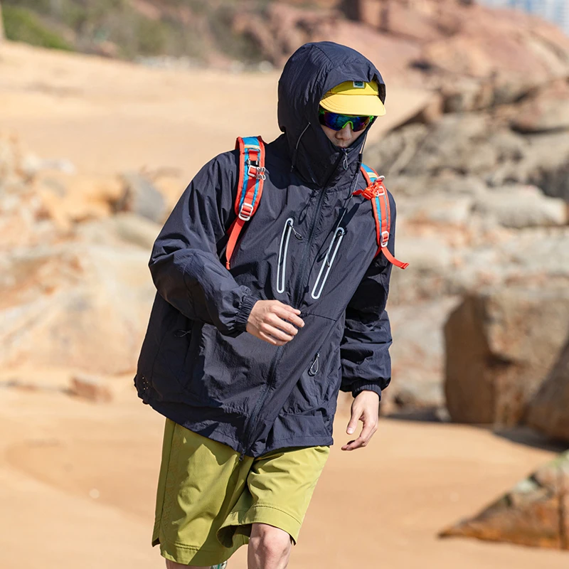 Summer Sun Protection Waterproof Lightweight Quick Dry Outdoor Techwear Hooded Jacket for Men and Women Sunscreen Coat Outerwear