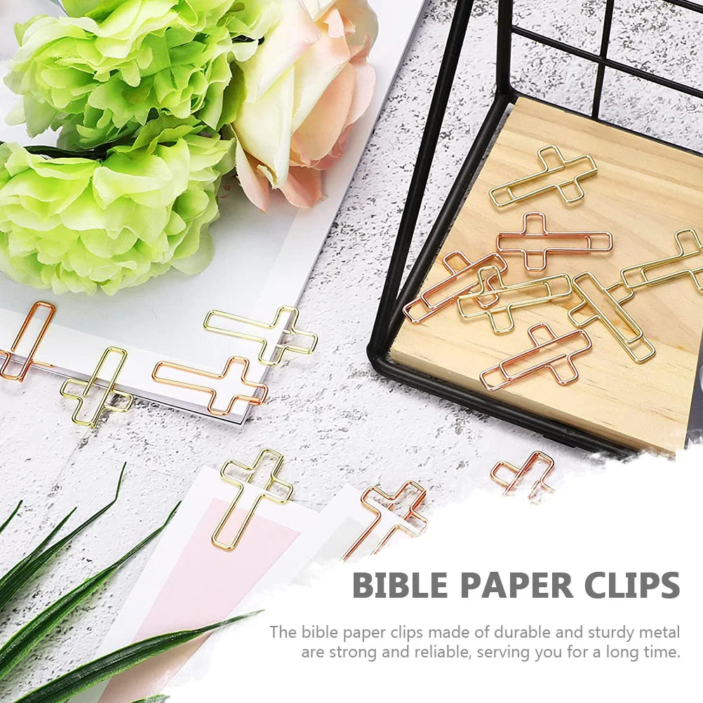 40 Pcs Cross Shaped Clips Bookmark Office Stationery Supplies Documents Paperclips Clamps Memo Metal Bookmarks