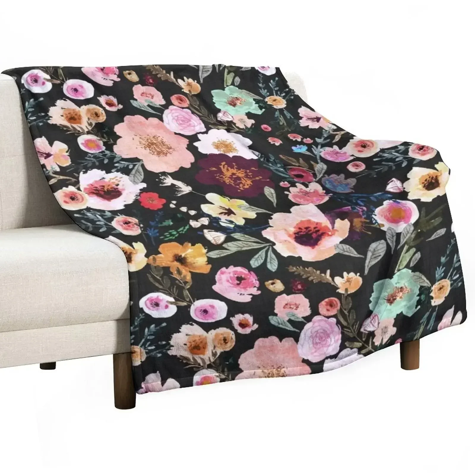 Burst into Bloom (midnight) Throw Blanket Stuffeds Hairys Blankets