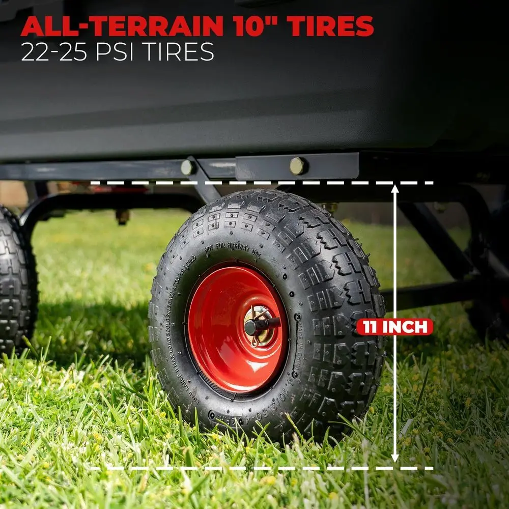 Carro de jardín convertible 2 en 1 de alta resistencia con volquete, carro utilitario de 800 libras o carro de patio, con ruedas neumáticas de 10 pulgadas