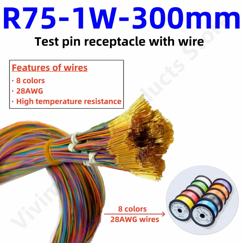 

R75-1W-300mm Brass Tube Receptacle For Spring Test Probe Test Pin P75-B1 P75-B Needle Sleeve Seat Dia 1.32mm 28AWG Wire PCB Test