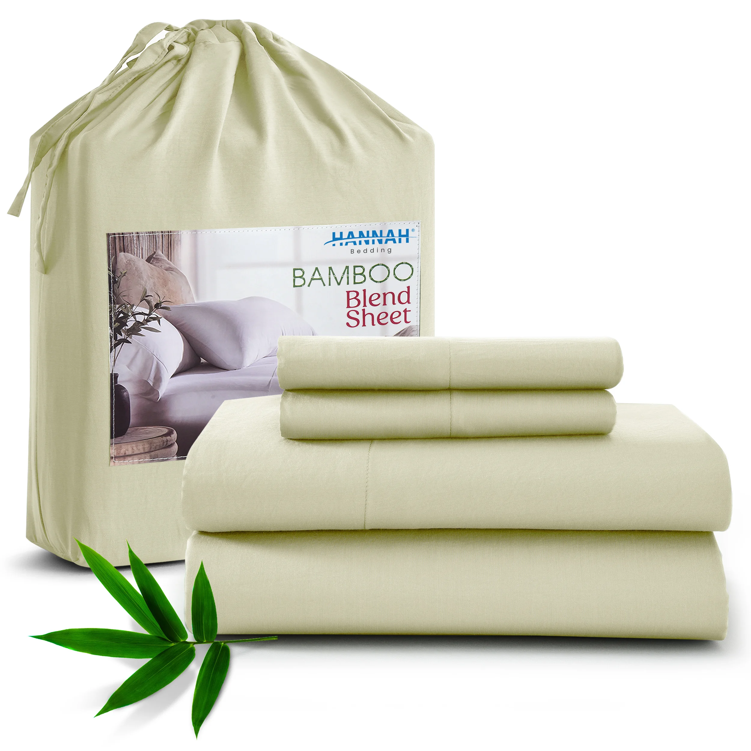 

usHannah Bedding Bamboo Blend Bed Sheet Set – Breathable, Ultra-Soft & Wrinkle-Resistant, Deep Pocket Fits up to 16 Inches, Skin-Friendly & Machine Washabled