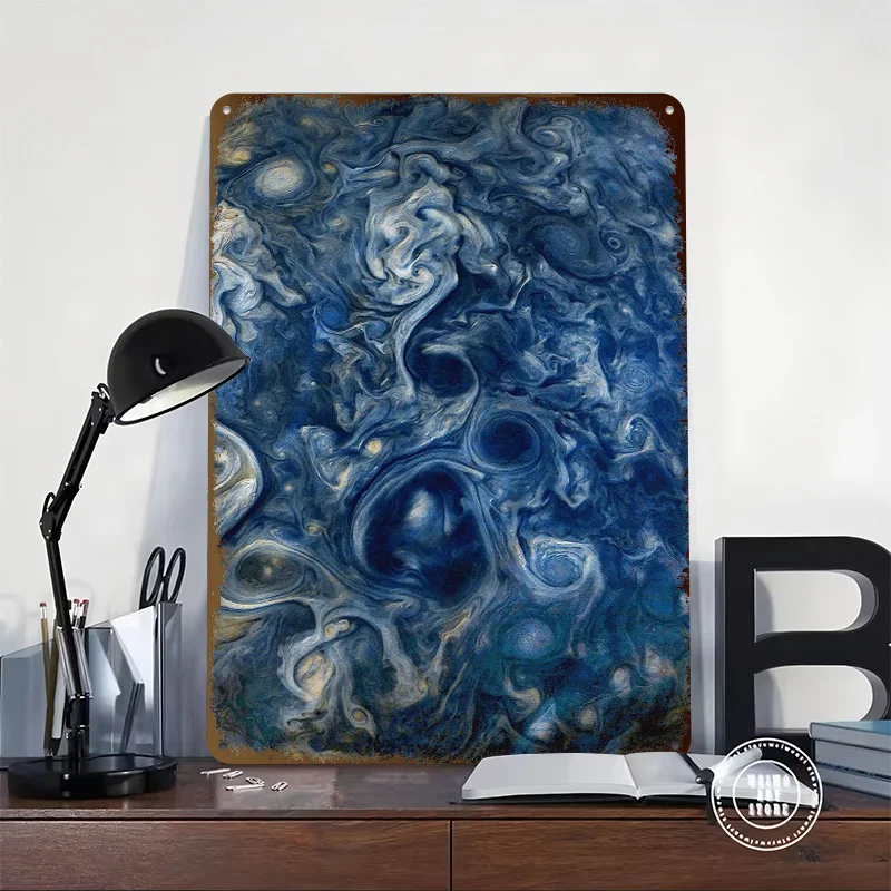 Jupiter Blues Space Metal Poster Bar Accessories for Home Decor Custom Aluminum Metal Signs for Wall Art Decoration Room Items
