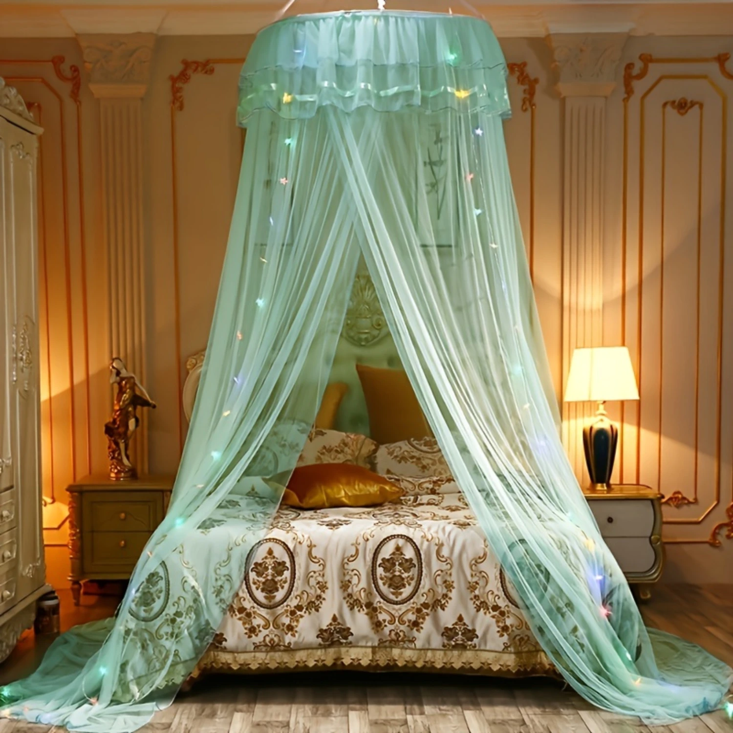 efined elegance to your sleeping quarters. This opulent bed canopy will instantly elevate the ambiance of your bedroom, creating