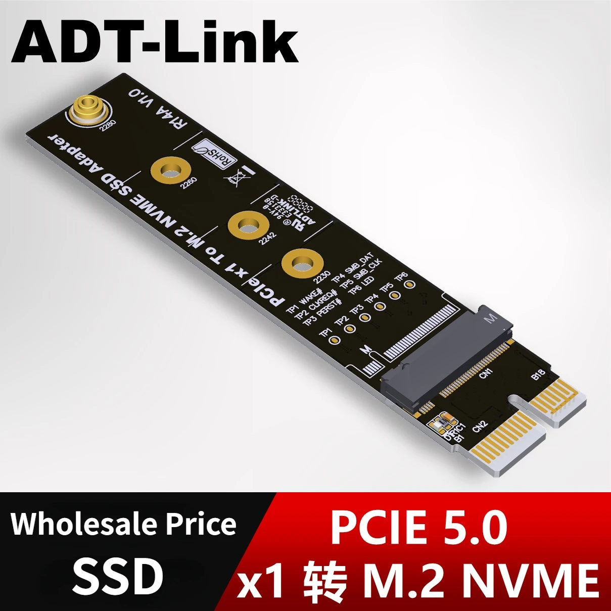 Твердотельный накопитель ADT-Link PCIe 5,0x1 на M.2 NVMe SSD, высокоскоростной адаптер, компьютерный графический процессор, DIY M.2 M2 NVME SSD, переходная карта PCI-E GEN5