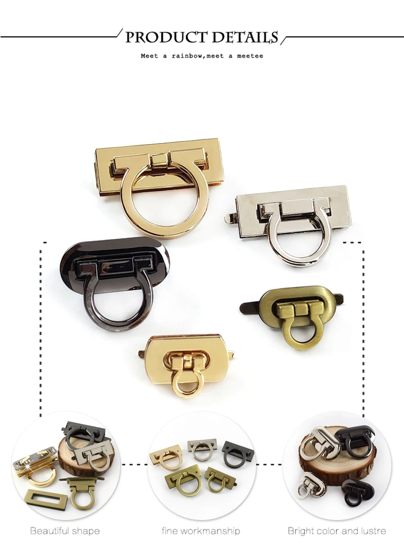 1/2/3/5Pcs Metal Square Turn Twist Locks Women's Bag Lock Buckle Decorative Handbag Closure Clasps Hardware Accessories