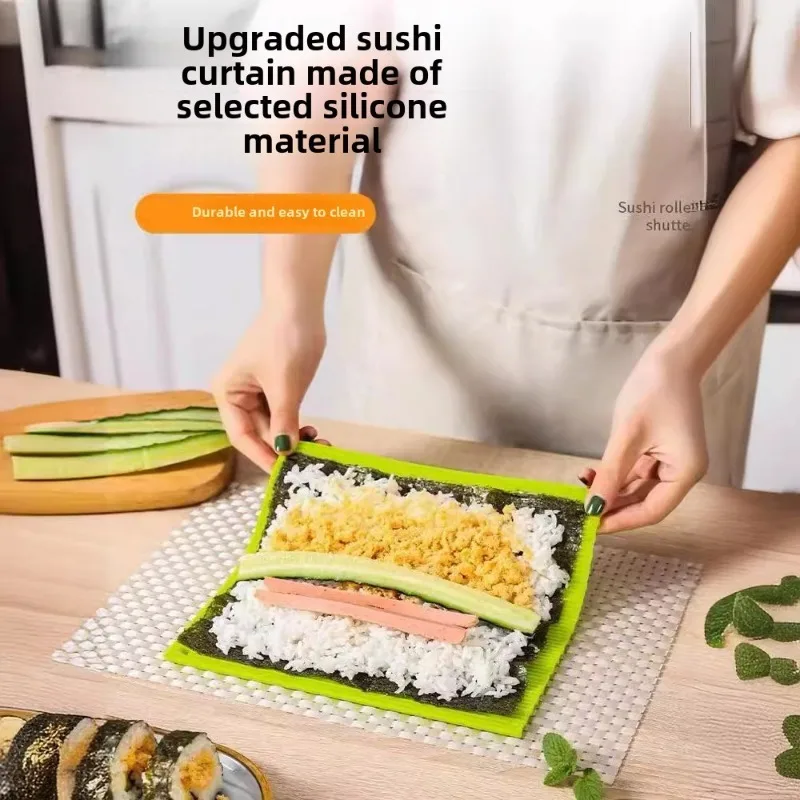 New double-sided silicone imitation bamboo Japanese material sushi roller shutter tool mold seaweed sushi nori rice