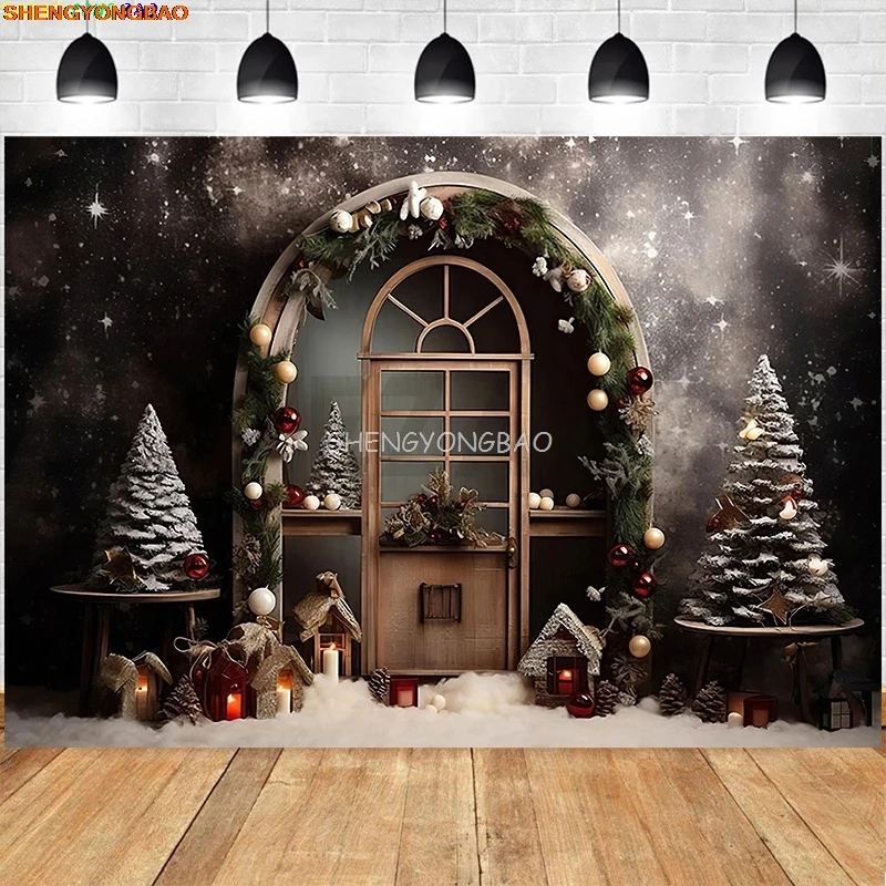 

Christmas Day Decoration Living Room Photography Backdrops New Year Holiday Fireplace Patio Indoor Party Background DJ-04