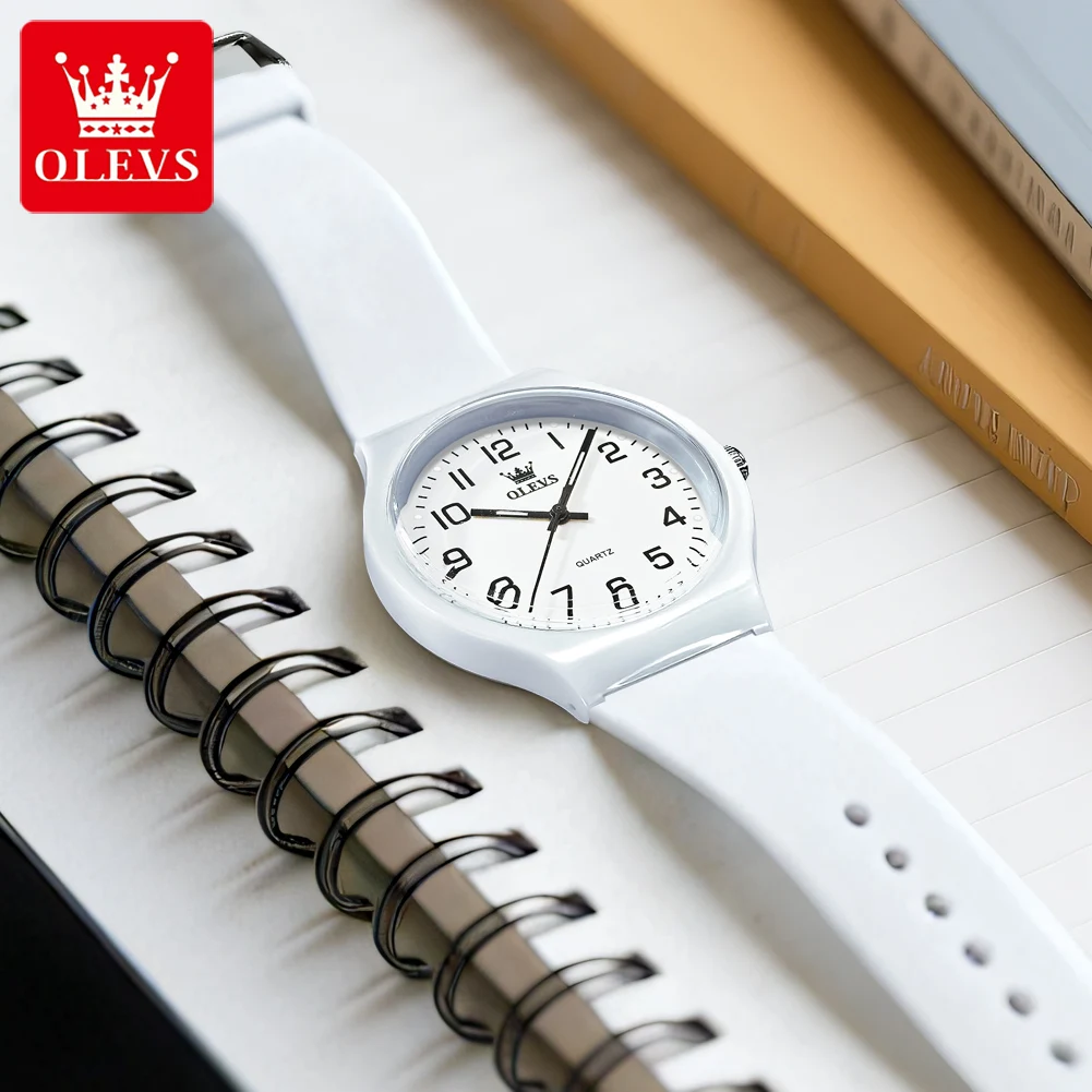 OLEVS 5648 Student Watch Original Simple Watch 30m Waterproof Luminous Silicon Strip Watch Timekeeping Numerical Dial Watch