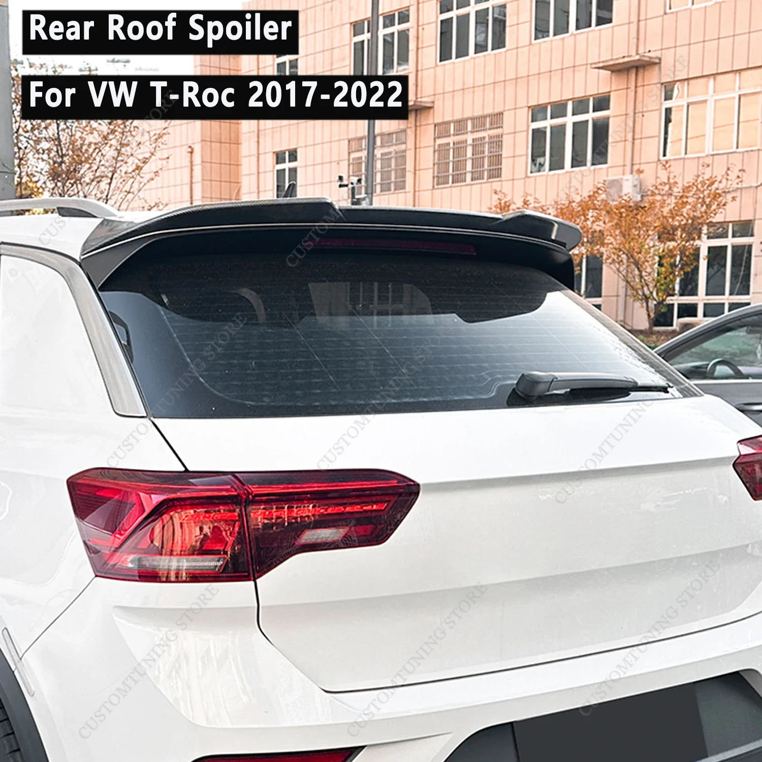 Gloss Black Rear Spoiler Wing For VW T-ROC MK1 A11 TSI TDI R R-line SUV 2017-2024 Rear Roof Spoiler Caps Bodykits Tuning