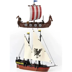 Hot The Raven Claw Sailboat Viking Boat Model Building Blocks Cool Ship Construction Bricks DIY Model Toys Gifts for Children