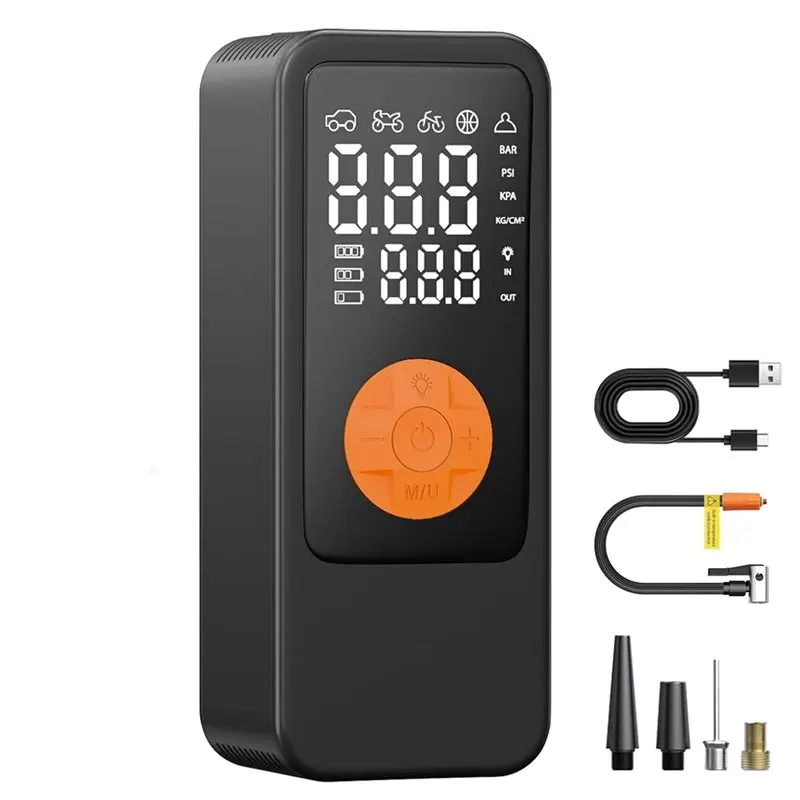 

New Shown-Air Pump With Digital Gauge, 150PSI Tire Inflater Air Compressor With LED Light For Car Bike Motorbike