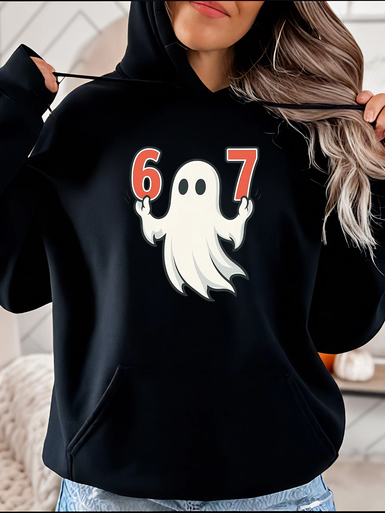 

Hoodie Ghost 67 Print Casual Halloween Costume Women's Sweatshirt Autumn Winter Wear