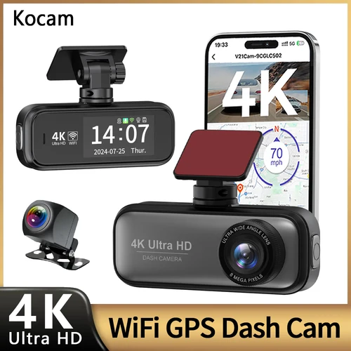 자동차 DVR 카메라용 와이파이 대시 캠, 듀얼 렌즈 비디오 녹음기, GPS, WDR, 나이트 비전, 24 시간 주차 모니터링, 블랙 박스, 4K