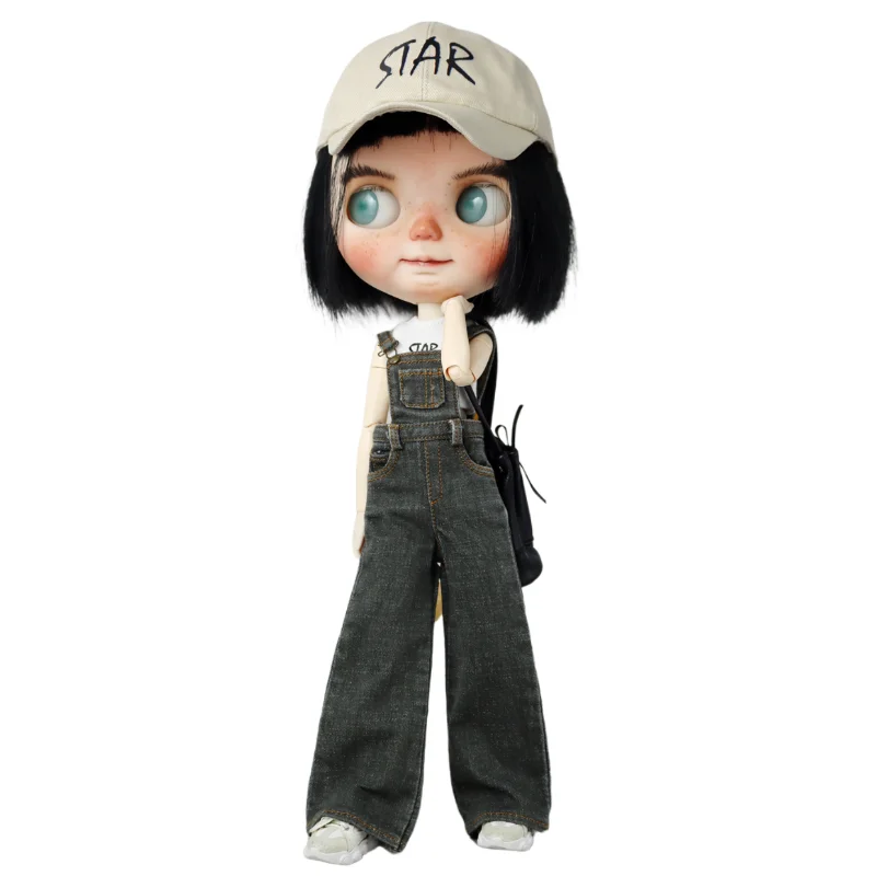 For Blythe Doll Clothes Strap Jeans for Ob24 Ob22 Azone Dolls Outfit Pants