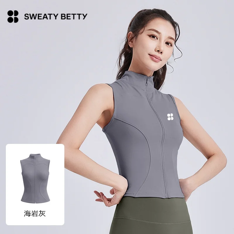 2026 سويتي بيتي ماركة المرأة الربيع والصيف جديد بلا أكمام سترة يوجا سليم تنفس سليم الوقوف طوق الرياضة 2025 سترة #5