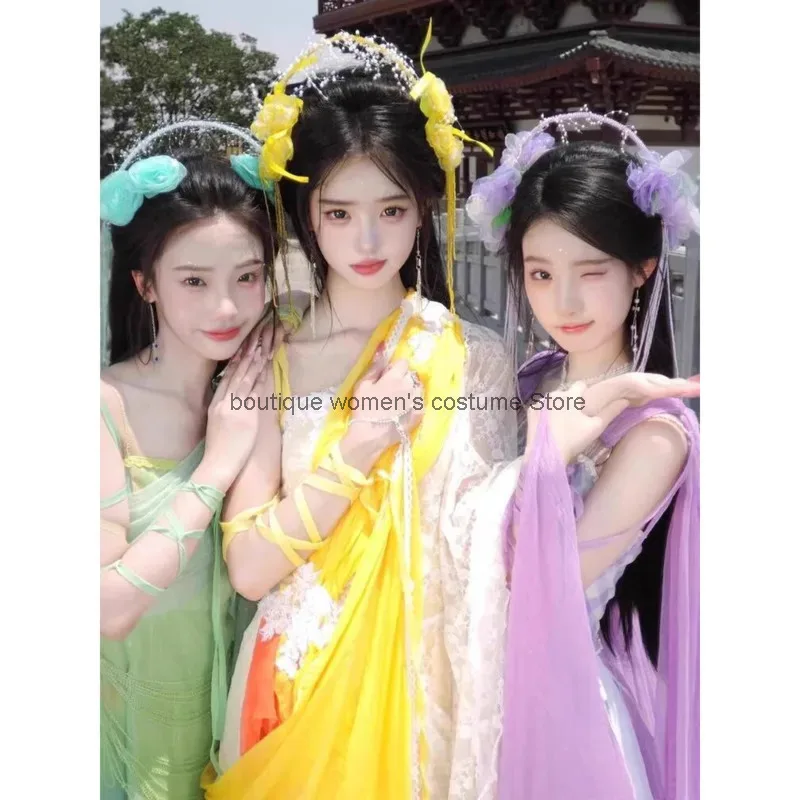 كوس هالوين تأثيري Hanfu بهيجة سبعة الجنيات المسلسلات التلفزيونية نفس النمط القديم زي الصيف المتدفقة رائع الجنية القديمة