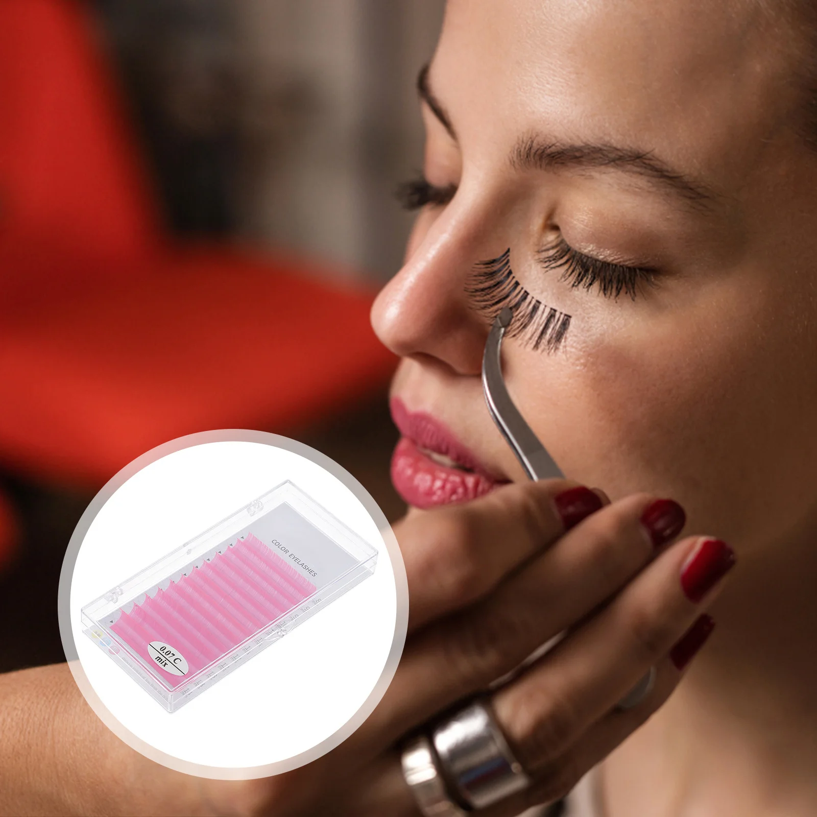 

1 Box Fluorescent Pink False Eyelashes Women Handmade Natural Long-Lasting Curly Lashes For Cosplay Makeup Decoration