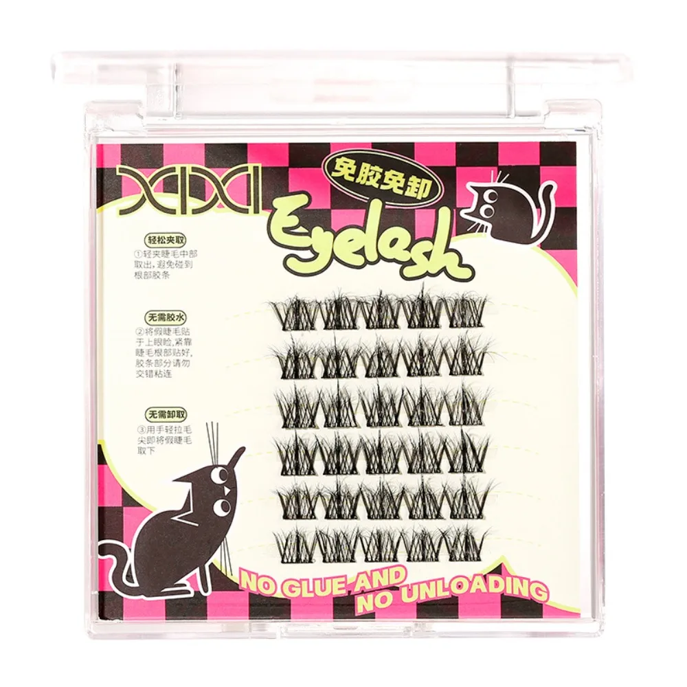 Sztuczne rzęsy bez kleju, segmentowe, do samodzielnego nakładania, krzyżowane, pojedyncze kępki, naturalne, wielokrotnego użytku, przedłużanie rzęs.