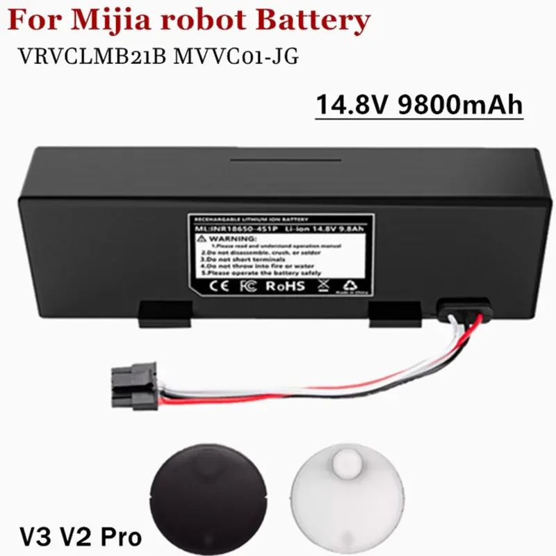 

14.8V Rechargeable Battery Viomi V3 V2 Pro VRVCLMB21B MVVC01-JG STYTJ02YM Robot Vacuum Cleaner 9.8Ah power banks fast charging