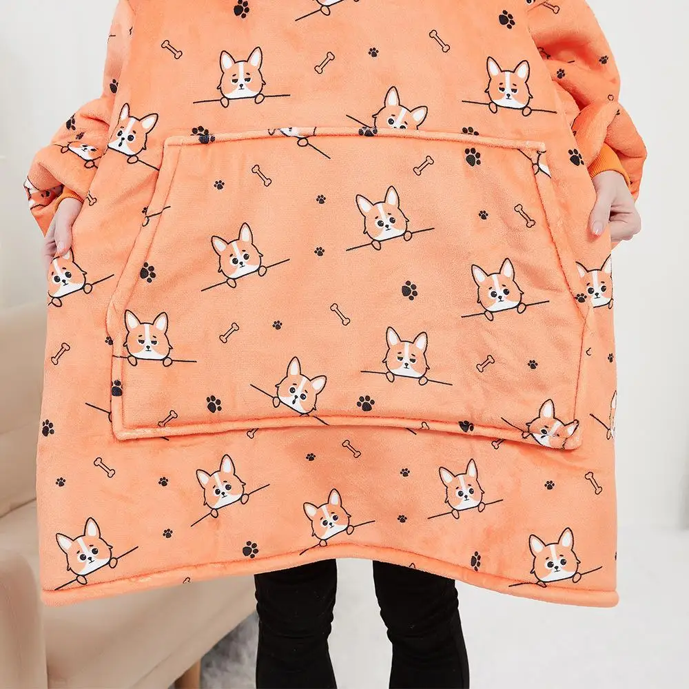 เสื้อฮู้ดผ้าห่มผู้หญิงแบบสองชั้นขนาดใหญ่พิเศษ ผ้าฟลีซหนานุ่ม แฟชั่นฤดูหนาว สวมใส่สบาย ทรงลำลอง ผลิตจากเส้นใยอะซิเตท 100%