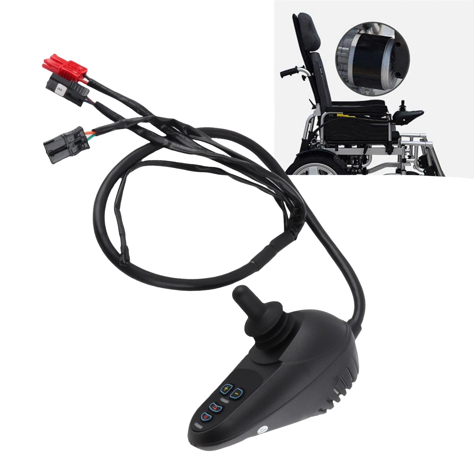 

Electric Wheelchair Joystick Controller 45A 2 Terminals with Connector Brush Electric Wheelchair Joystick Controller DC24V