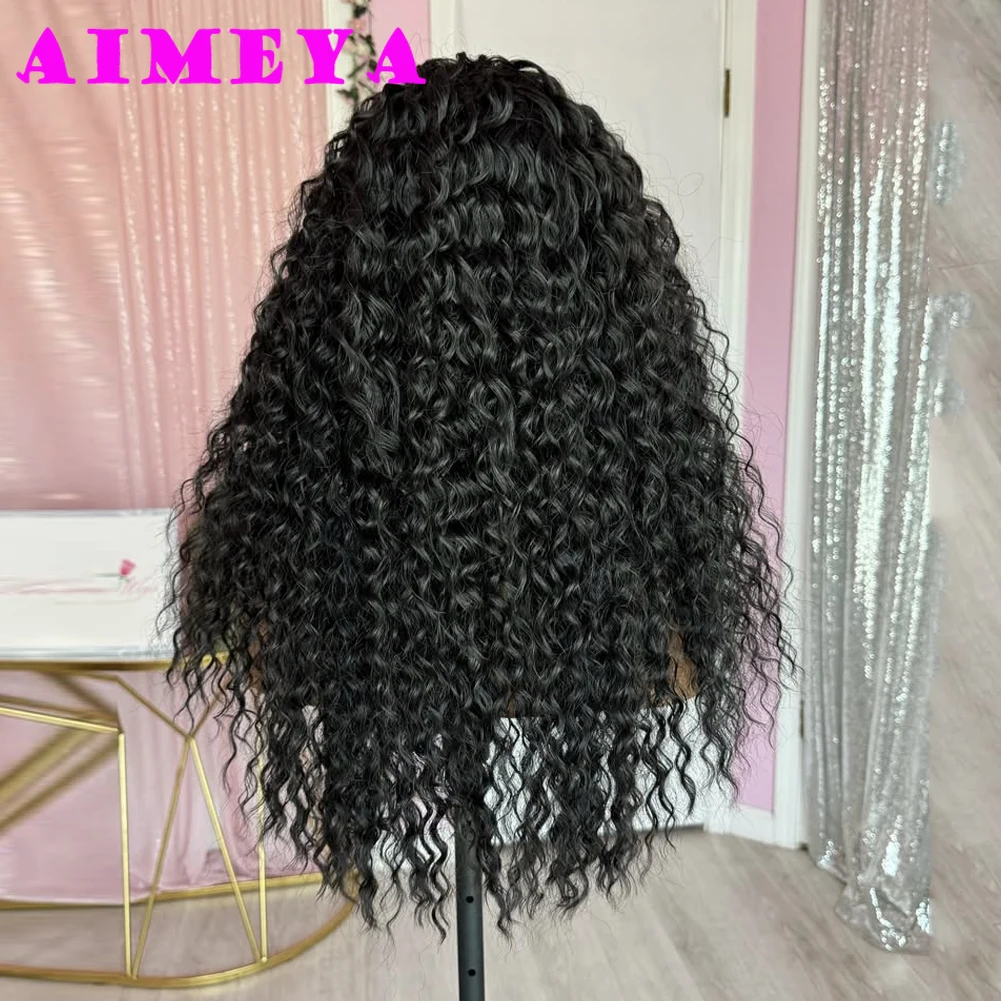 Black Long Curly Synthetic Lace Front Wig 13x4 Glueless Natural Hairline Synthetic Hair Wig Cosplay