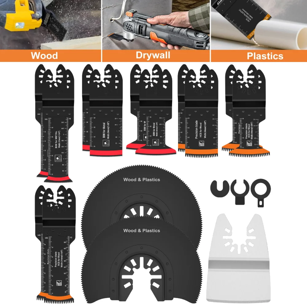 

15 шт., многофункциональные лезвия, набор осциллирующих пильных полотен, многофункциональные пильные полотна для ремонта, электроинструменты для резки дерева, пластика, биты