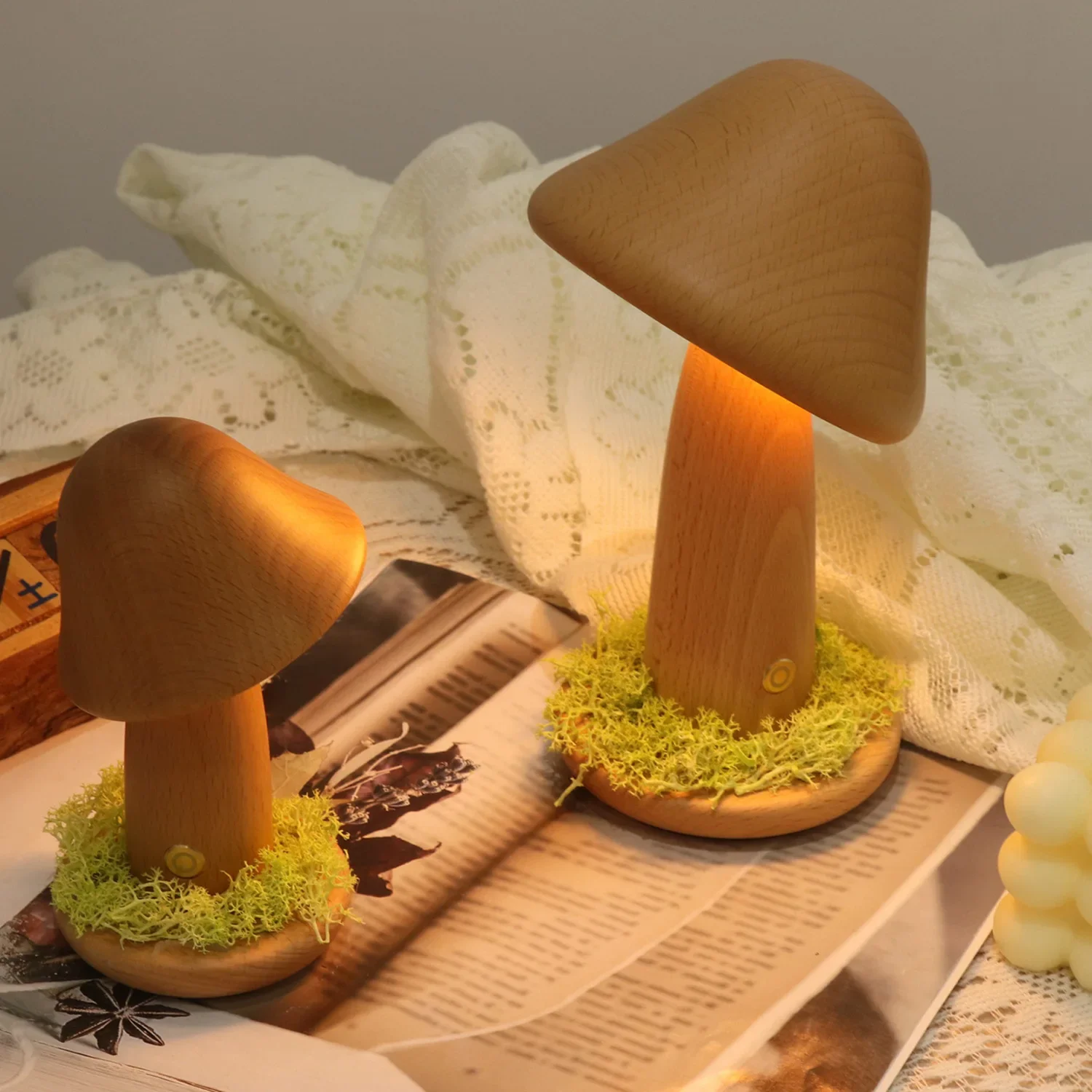 INS Twisted Mushroom Nightlight Warm Light Touch Bedroom Bedhead Nightlight Beech LED Decorative Atmosphere Light