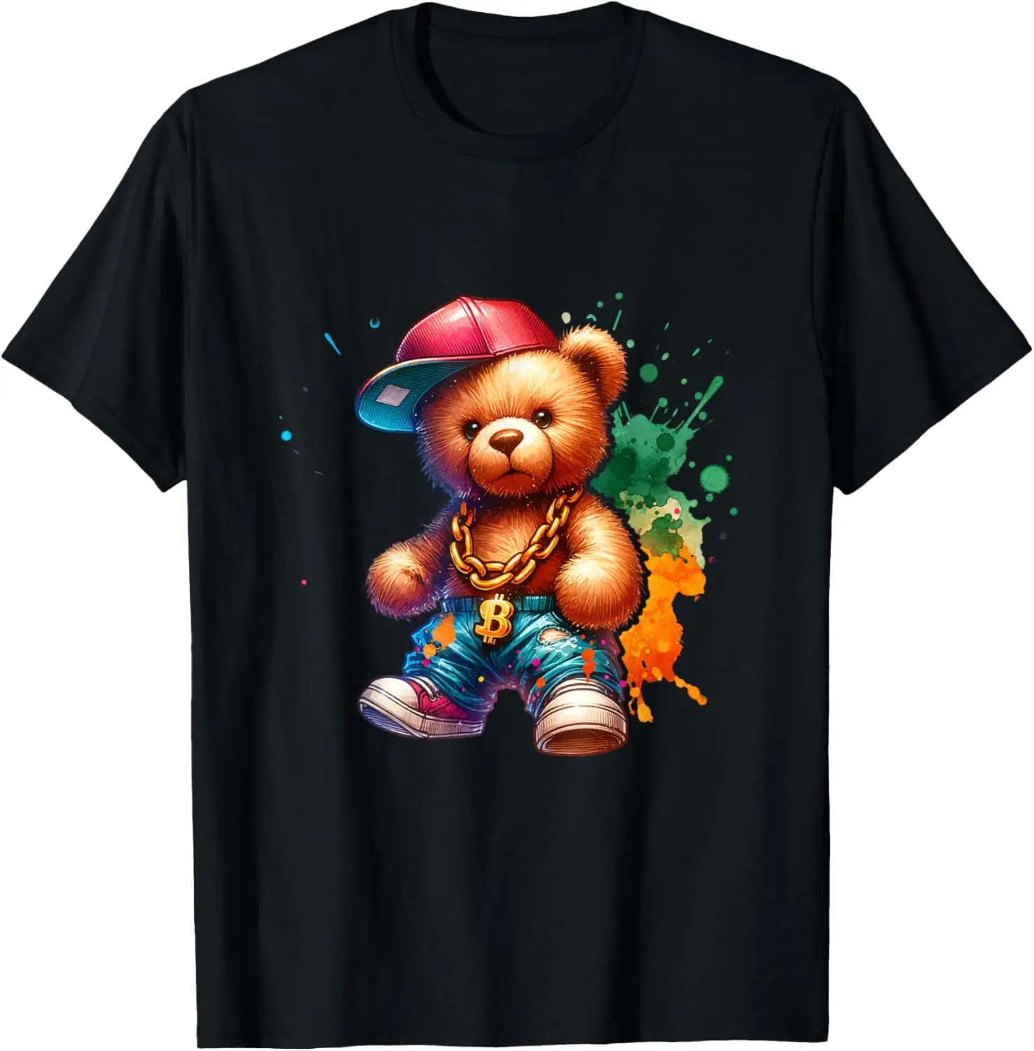 Cute Hip Hop Bear Colourful Teddy Bear T-Shirt