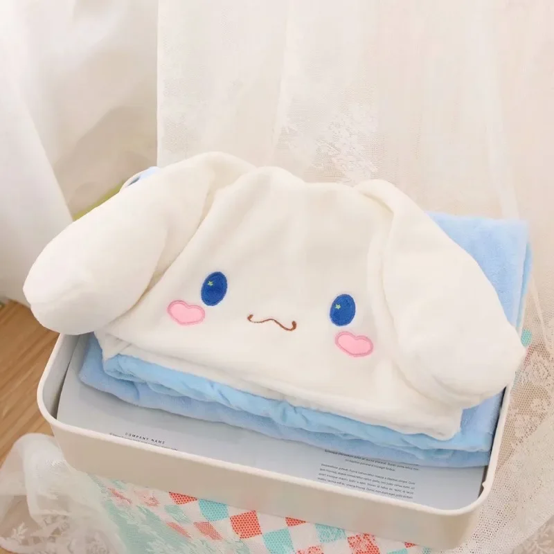 Sanrio Kawaii Kuromi Hooded Cloak Blanket My Melody Cinnamoroll Anime Girls Travel Portable Thickened Lunch Break Thermal Cloak