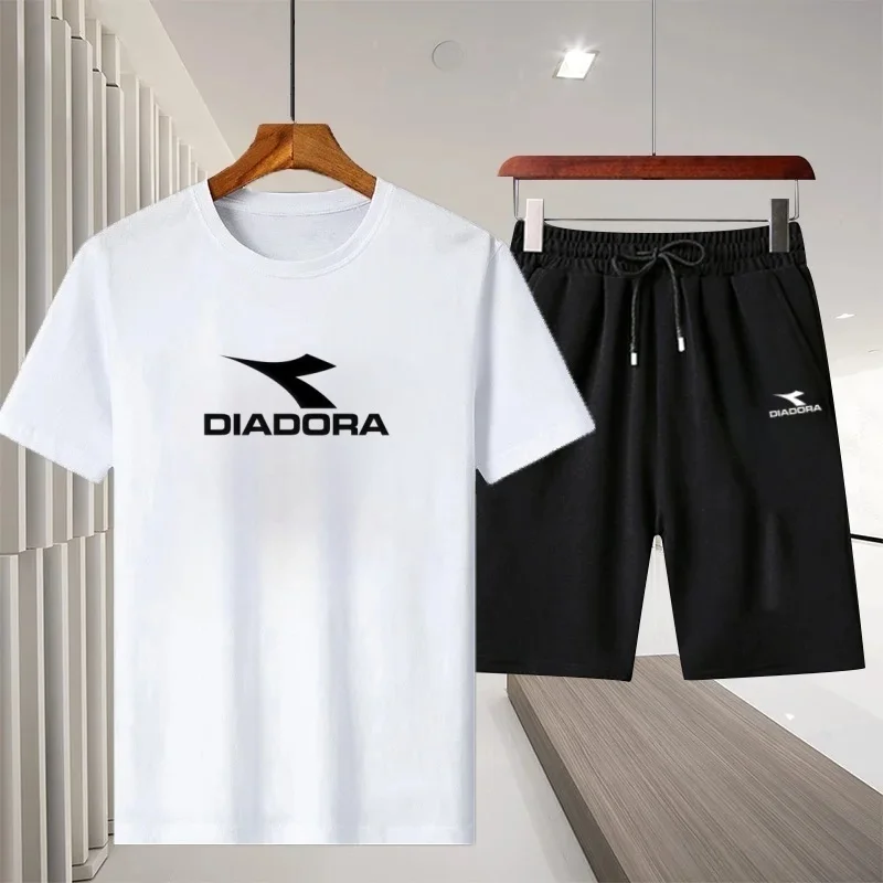 

Men's summer new sports suit fashionable and comfortable 2026 pullover, breathable basketball casual short sleeved T-shirt+short
