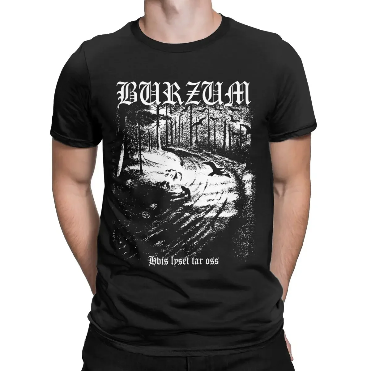 Humor Burzum Band Hvis Lyset Tar Oss Black Metal T Shirt Men Women Cotton Tees Shirt Graphic Clothing