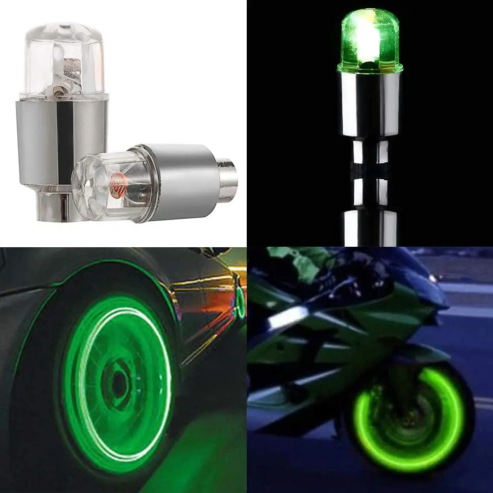 Cars Wheel Caps LED Lights Wheel Tire Valve Caps Cycling Lantern Spokes Hub Tyre Lamp Car Tire Decoration Accessories