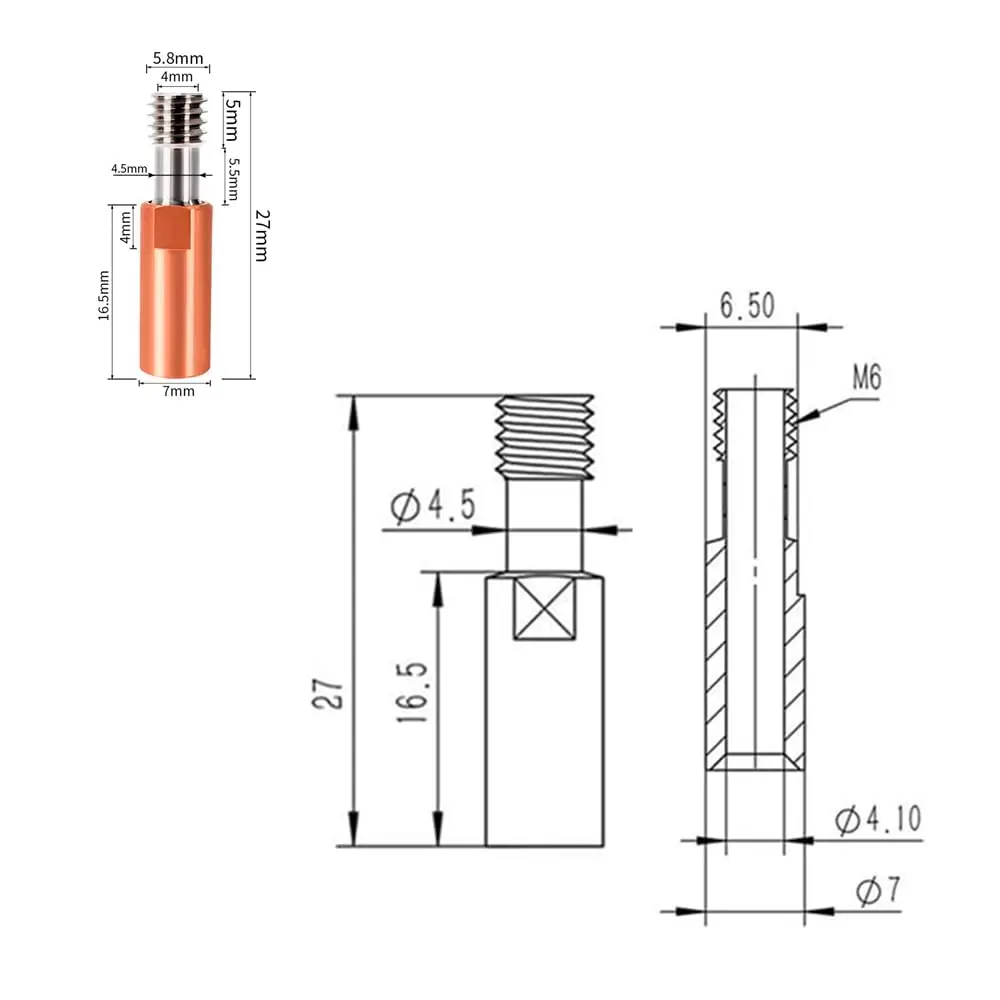 Creality Offizielles Ender3 Halsrohr aus Titanlegierung, Bimetall-Heatbreak, für Ender3 S1/3 V2/3 Pro/Ender 5/CR-6 SE/CR-5 PRO/CR10 – Detail 12