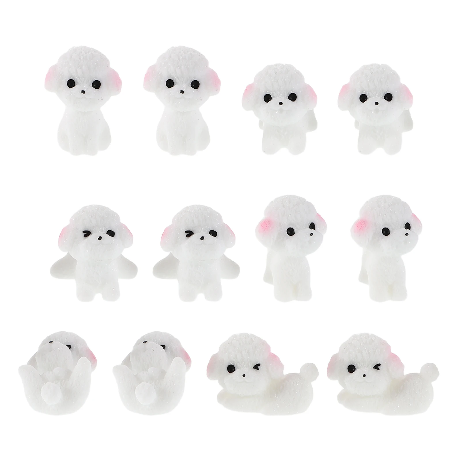 

12 Pcs Dog Small Ornaments Decoration for Car Cute Animal Resin Sculpture Dashboard Animals Figures Simulation Garden