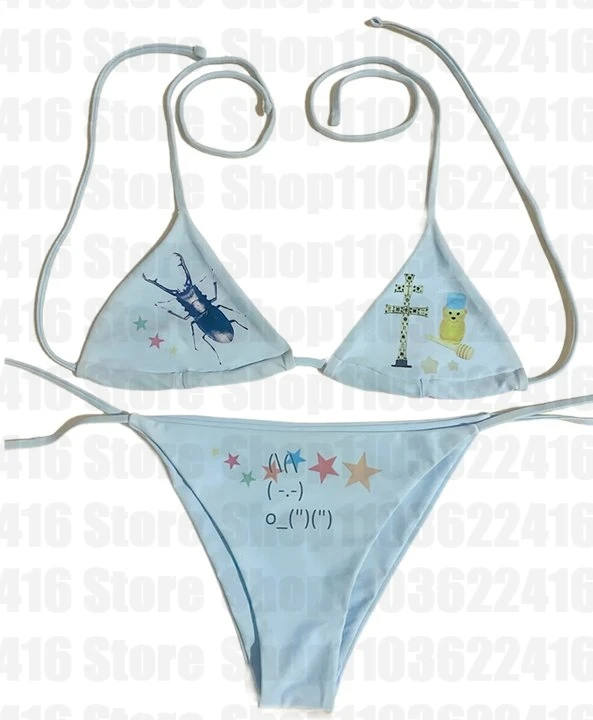 Bikini con estampado gráfico de esqueleto para mujer, traje de baño Sexy con Tanga y sujetador, estilo Emo, Y2k, 2024