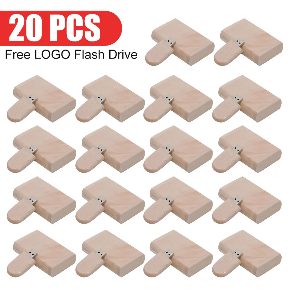 

20pcs/Lot (Free logo) USB Flash Drive 2.0 Wooden Pendrive 4GB 8GB 16GB 32GB 64GB 128GB Memory Stick Personalized Gifts