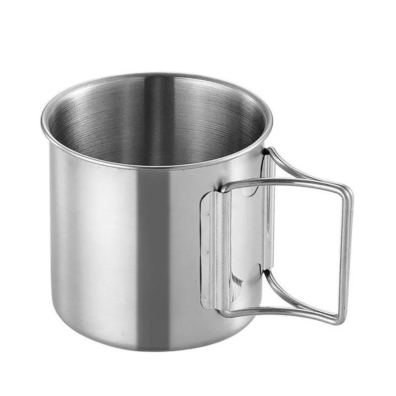 

260/350/600ML Stailess Steel Mug Cup Camping Outdoor Travel Coffee Tea Mug Beer Cup High Quality Foldable Handle Cup Mug