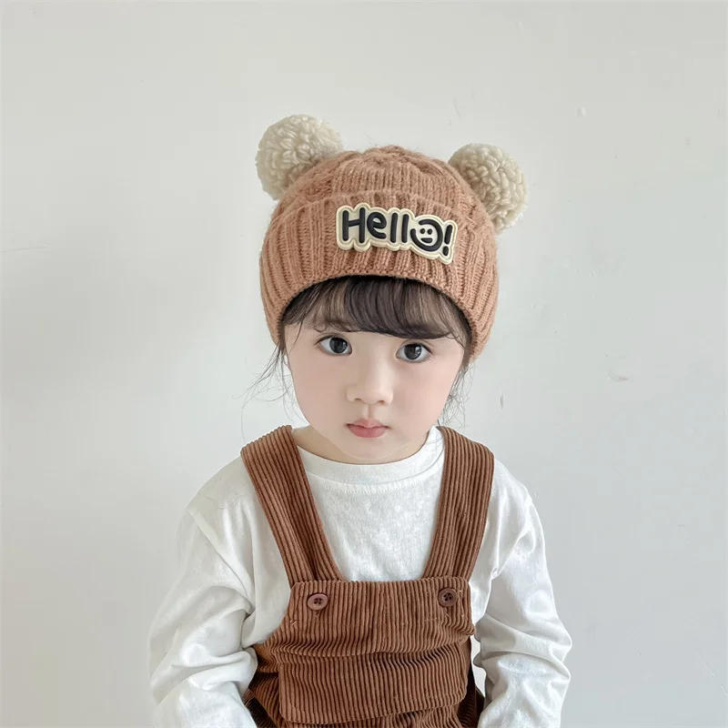 

2024 New Baby Hat Winter Kids Knit Beanie Cute Pop Pom Knitted Gorras Toddler Hat Autumn Warm Boys Girls Bonnet for 1-3 Years