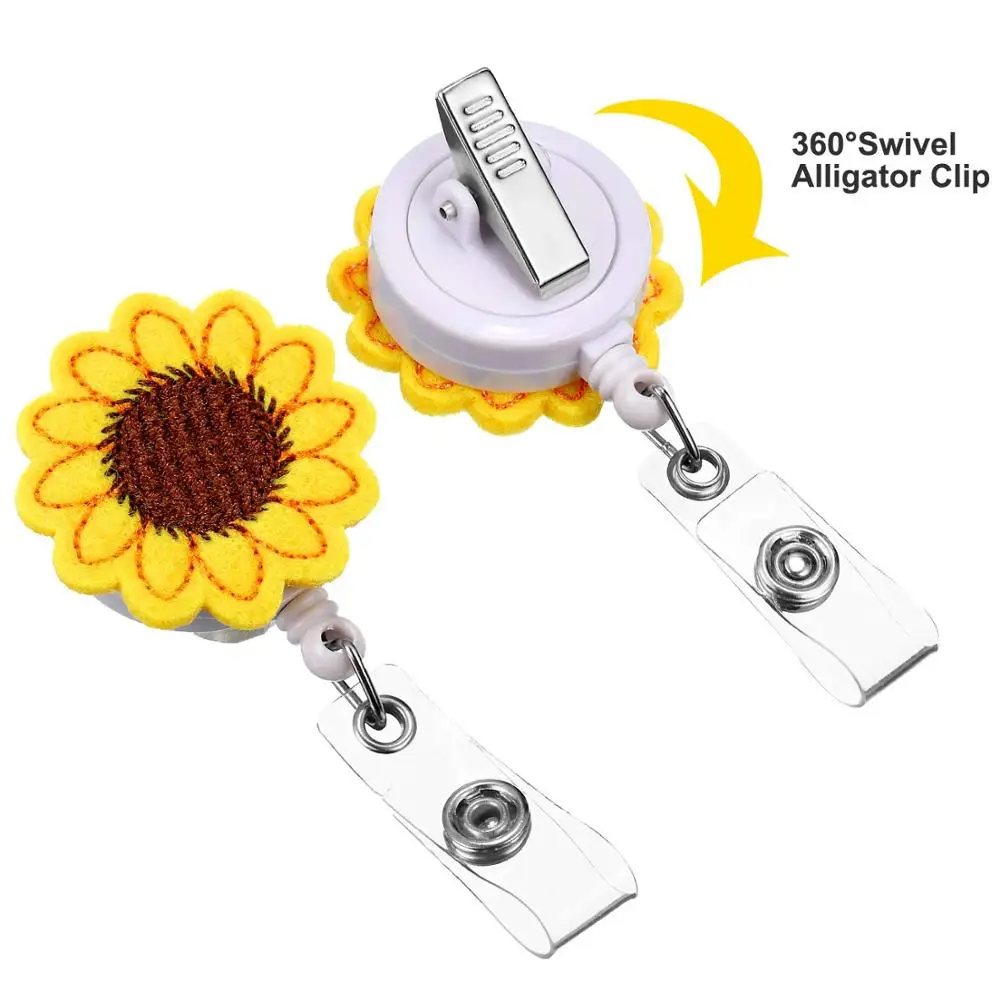 Imagem -05 - Suporte de Crachá Retrátil com Jacaré Cabo de Flor id Badge Reel com Pérola 24 1pc