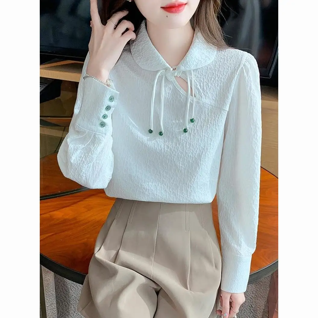2026 New Chinese Style Women's Shirt, Unique Design Frog Button Top, Elegant Fashion Long Sleeve Chinese Style Blouse