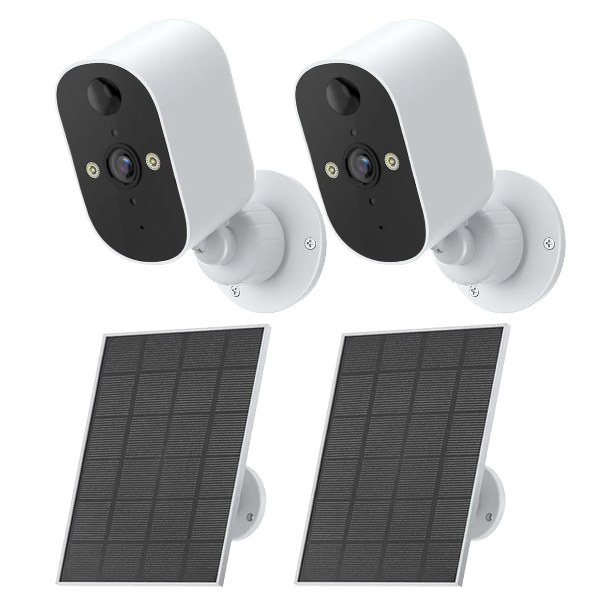 2Pcs Wireless Surveillance Camera 1080P WiFi Home Security IP Camera 2K Outdoor Waterproof Recharge Battery Solar Powered Camera