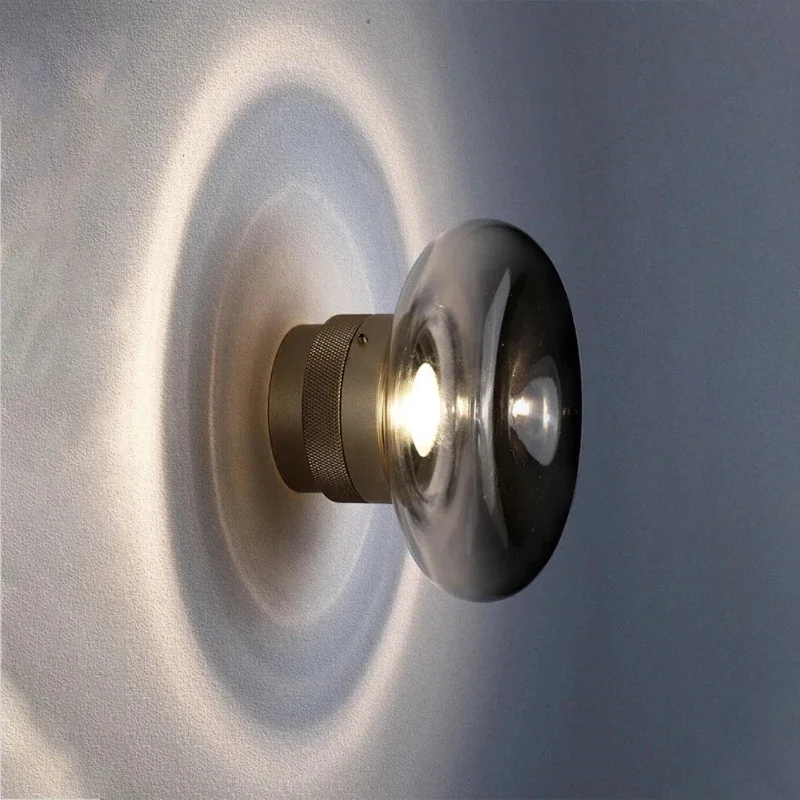 Modern Globe Wall Sconce Backlit Ring Wall Lamp Minimalist Brass Wall Light Bedroom Bedside Corridor Aisle Indoor Decor Lighting