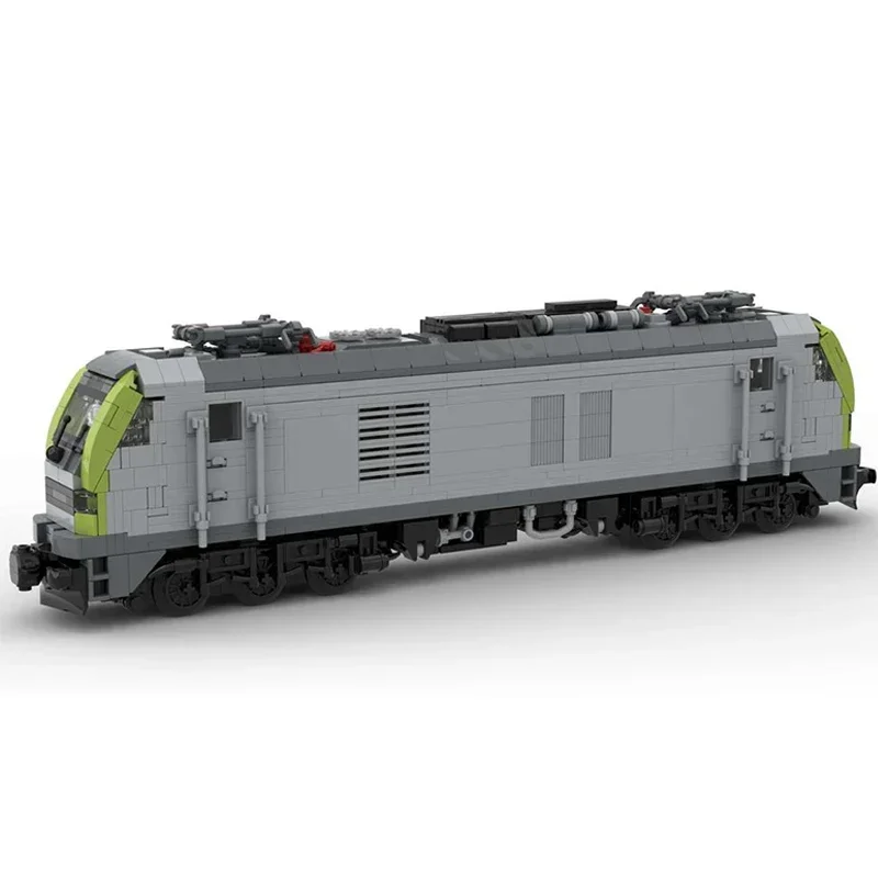 Moc-都市列車モデルのビルディングブロック、都市のレンガ、ヨーロッパの列車技術、ヨーロッパのモジュラーレンガ、DIYアセンブリおもちゃ、クリスマスギフトセット