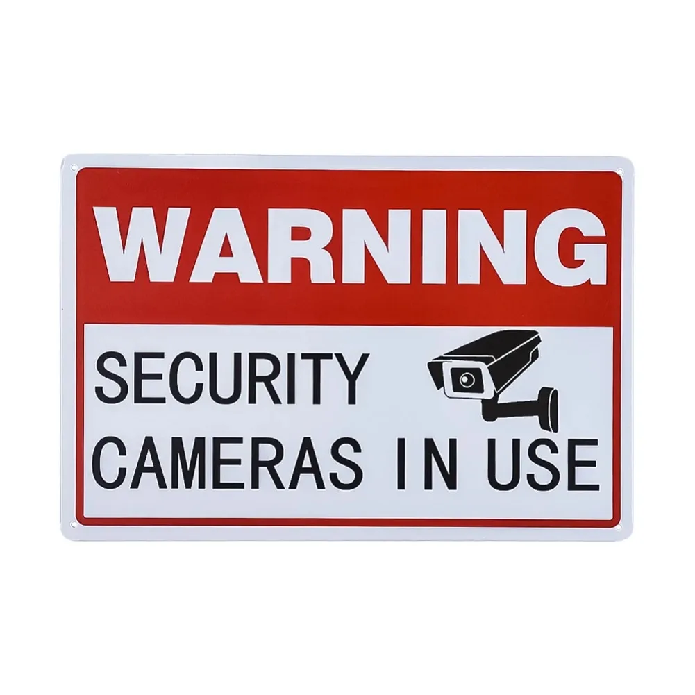 Panneau métallique vintage : Caméras de vidéosurveillance en service