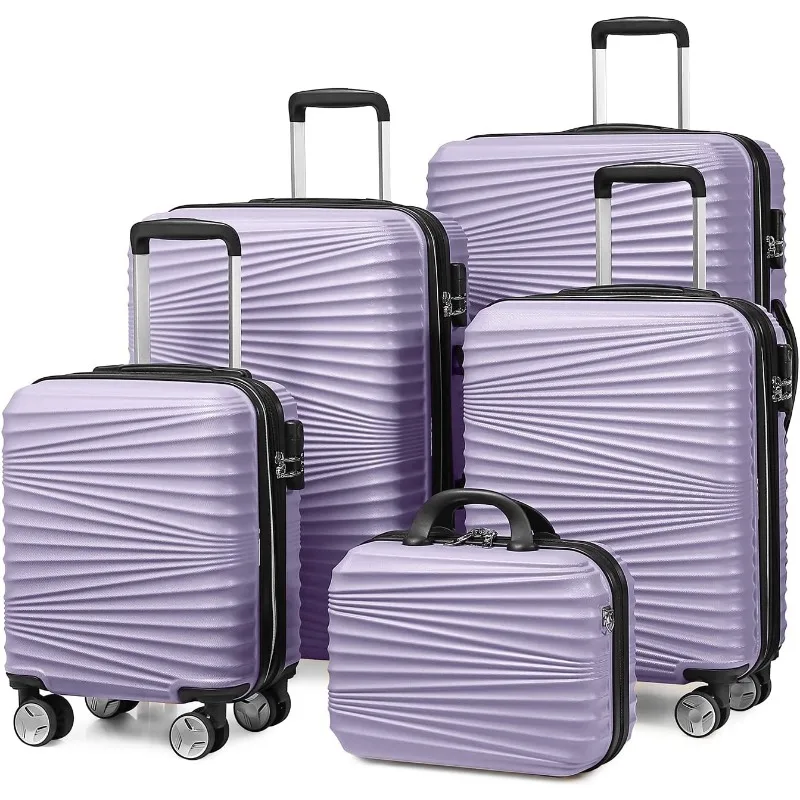 Luggage 5 Piece Sets, Hard Shell Luggage Set Expandable Carry on Luggage Suitcase , Lightweight Travel Set for 14/18/20/24/28,