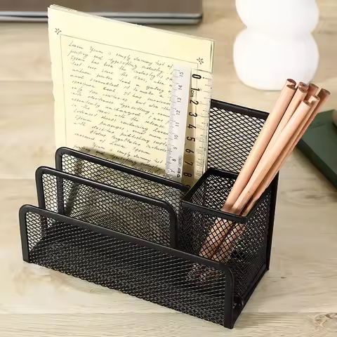 Desktop Organizer Iron Mesh Three-Layer Letter Organizing Grid Office Metal Iron Mesh Anti-Rust Desktop Organizer