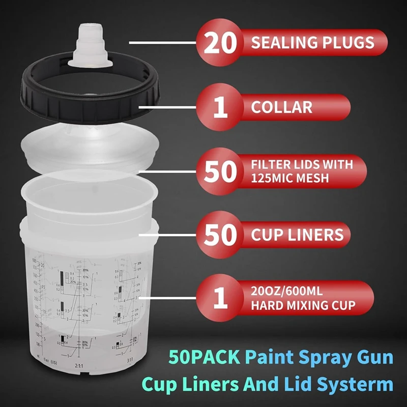 BAAG-Чашка для смешивания краски для автомобильной краски Gunair Spra Guncup с адаптером для чашки, набор 20 унций (600 мл)